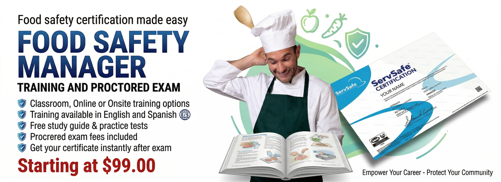 ServSafe Food Safety Manager certification and allergen training in Boston and Woburn - starting at $99