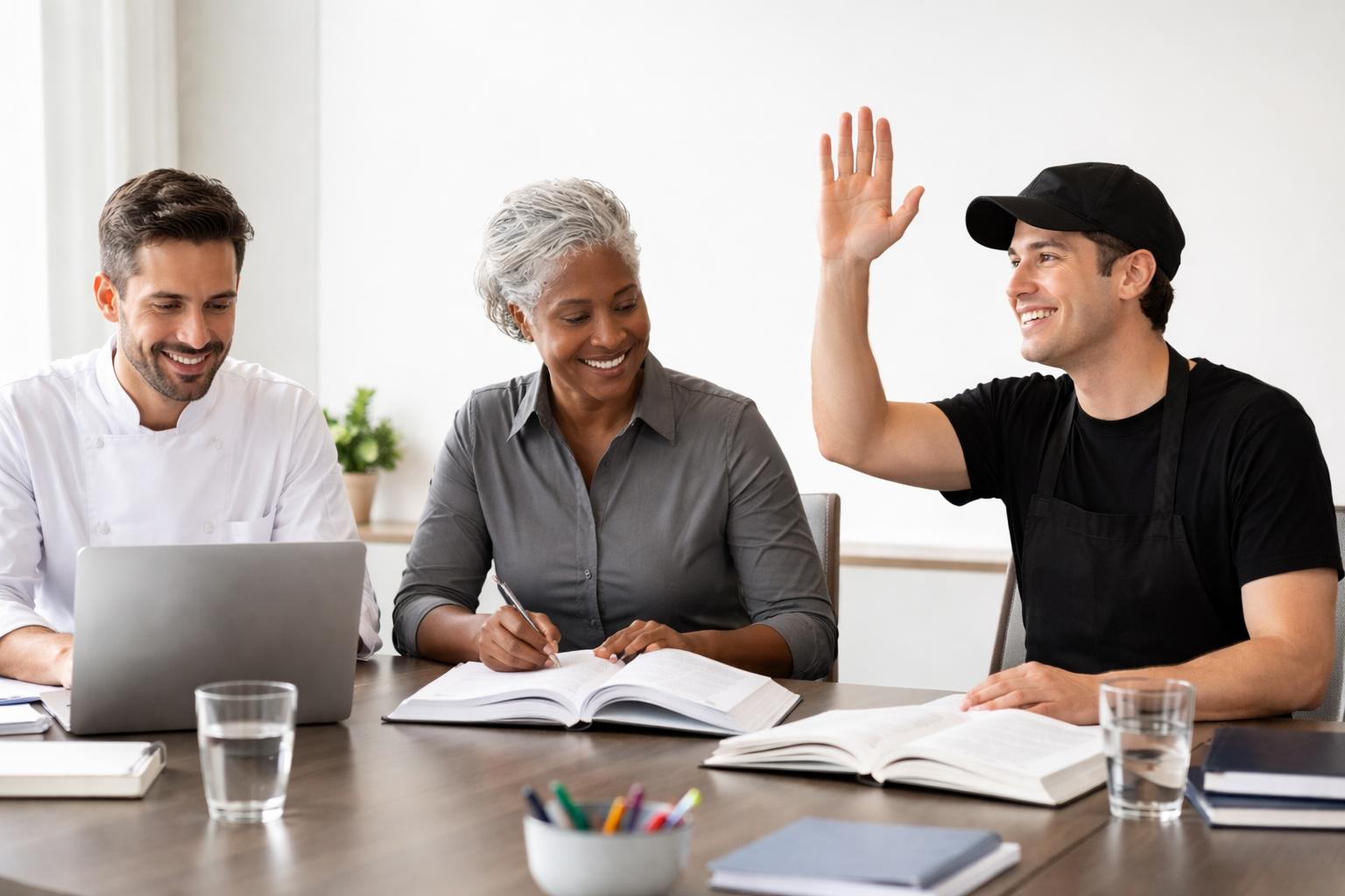 ServSafe certification questions - food safety professionals asking questions at training session