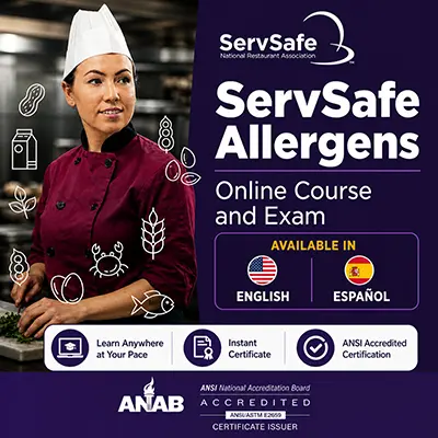 ServSafe allergen training online in Massachusetts $25 instant certificate