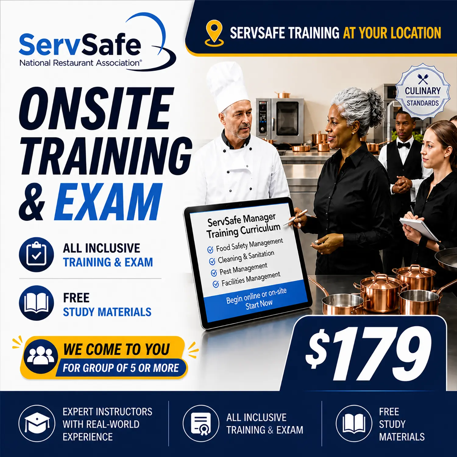 ServSafe group training at your restaurant or business location in Massachusetts and New England