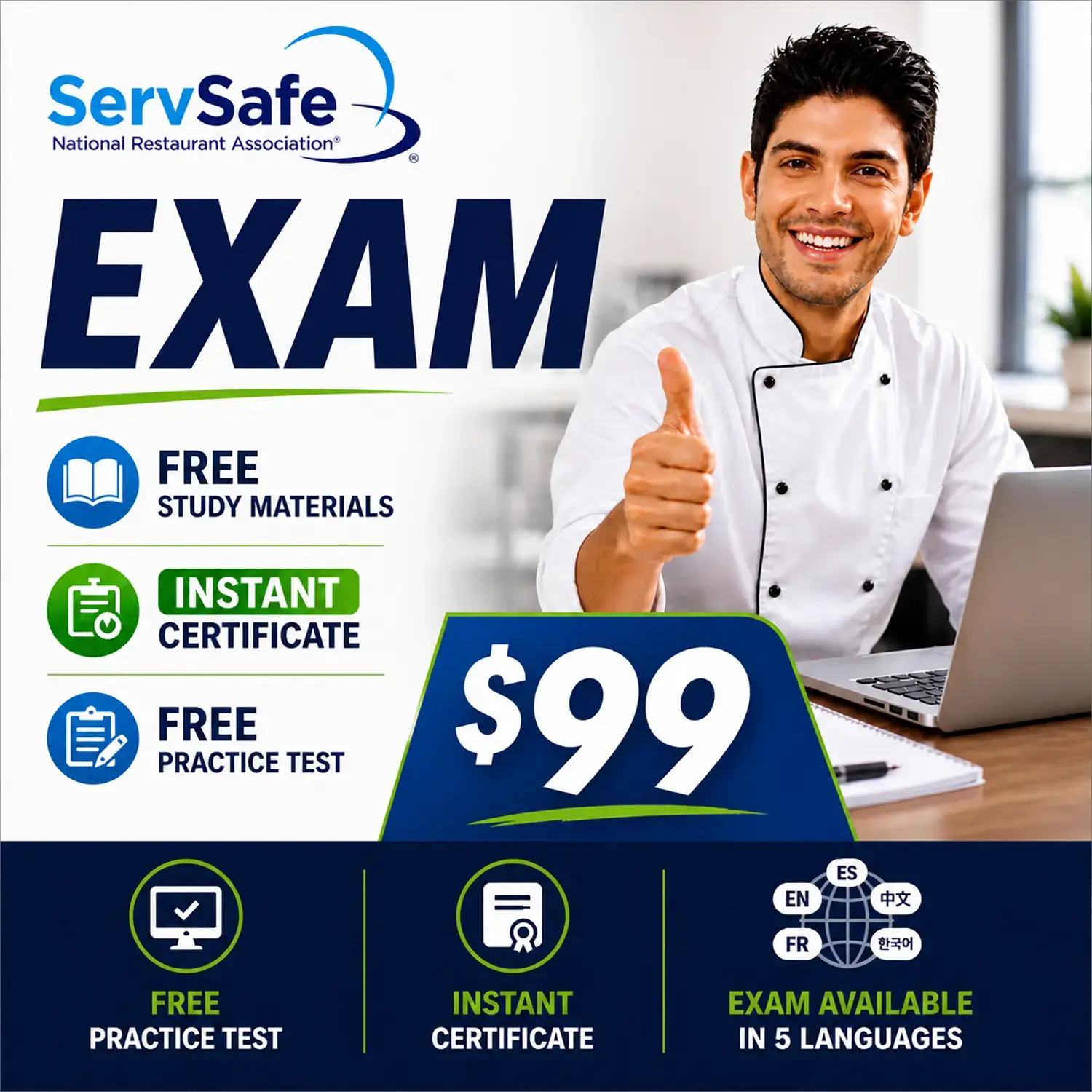 ServSafe exam near me in Boston and Woburn exam only appointment for food safety manager certification $99