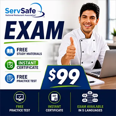 ServSafe exam near me in Boston and Woburn - ServSafe food safety manager certification exam for $99